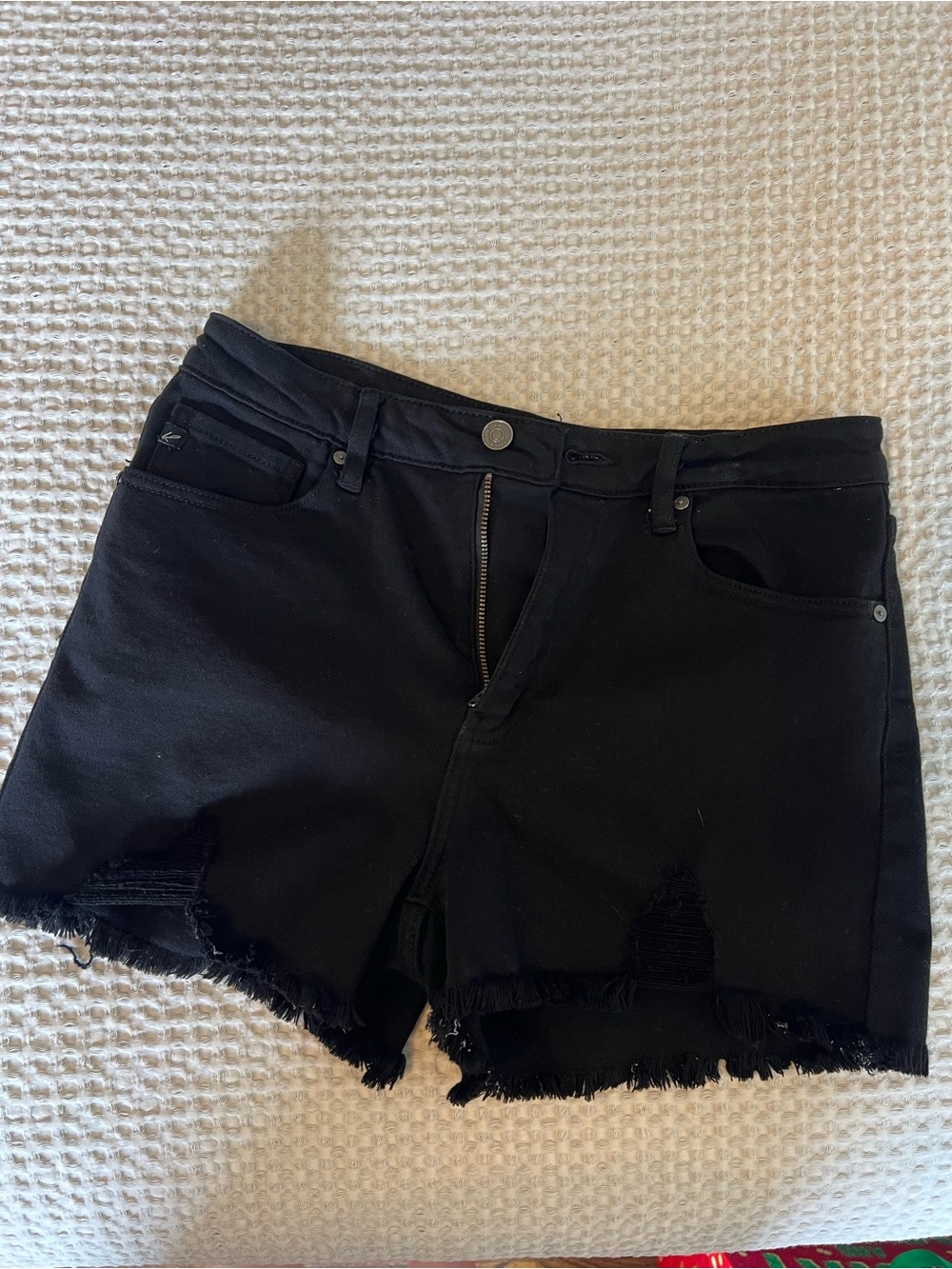 KanCan Black Distressed Frayed Hem Jean Shorts